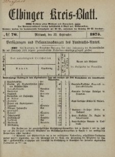 Kreis-Blatt des Königlich Preußischen Landraths-Amtes zu Elbing, Nr. 76 Mittwoch 22 September 1875