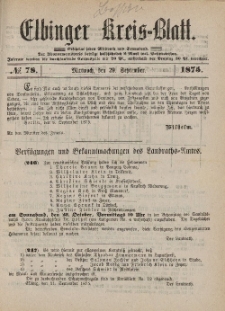 Kreis-Blatt des Königlich Preußischen Landraths-Amtes zu Elbing, Nr. 78 Mittwoch 29 September 1875
