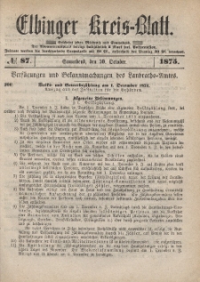 Kreis-Blatt des Königlich Preußischen Landraths-Amtes zu Elbing, Nr. 87 Sonnabend 30 Oktober 1875