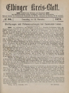 Kreis-Blatt des Königlich Preußischen Landraths-Amtes zu Elbing, Nr. 94 Donnerstag 25 November 1875
