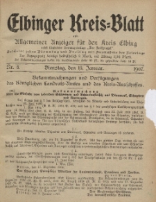 Kreis-Blatt des Königlich Preußischen Landraths-Amtes zu Elbing, Nr. 5 Dienstag 15 Januar 1907