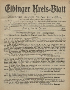 Kreis-Blatt des Königlich Preußischen Landraths-Amtes zu Elbing, Nr. 6 Freitag 18 Januar 1907