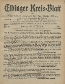Kreis-Blatt des Königlich Preußischen Landraths-Amtes zu Elbing, Nr. 6 Freitag 18 Januar 1907