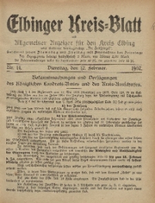 Kreis-Blatt des Königlich Preußischen Landraths-Amtes zu Elbing, Nr. 14 Dienstag 12 Februar 1907