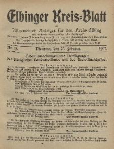 Kreis-Blatt des Königlich Preußischen Landraths-Amtes zu Elbing, Nr. 18 Dienstag 26 Februar 1907