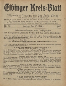 Kreis-Blatt des Königlich Preußischen Landraths-Amtes zu Elbing, Nr. 23 Freitag 15 März 1907