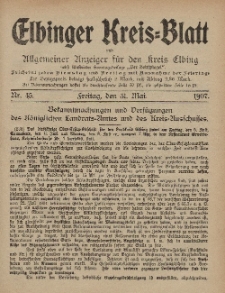 Kreis-Blatt des Königlich Preußischen Landraths-Amtes zu Elbing, Nr. 45 Freitag 31 Mai 1907