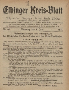 Kreis-Blatt des Königlich Preußischen Landraths-Amtes zu Elbing, Nr. 46 Dienstag 4 Juni 1907