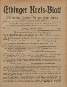 Kreis-Blatt des Königlich Preußischen Landraths-Amtes zu Elbing, Nr. 49 Freitag 14 Juni 1907