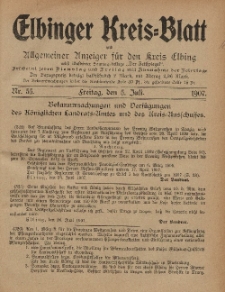 Kreis-Blatt des Königlich Preußischen Landraths-Amtes zu Elbing, Nr. 55 Freitag 5 Juli 1907