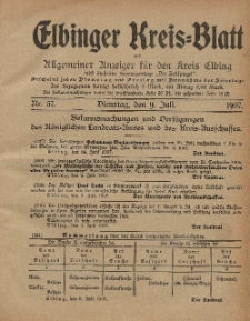 Kreis-Blatt des Königlich Preußischen Landraths-Amtes zu Elbing, Nr. 57 Dienstag 9 Juli 1907
