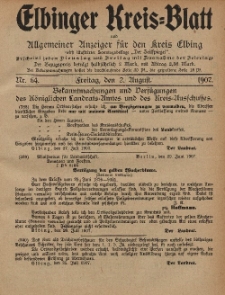 Kreis-Blatt des Königlich Preußischen Landraths-Amtes zu Elbing, Nr. 64 Freitag 2 August 1907