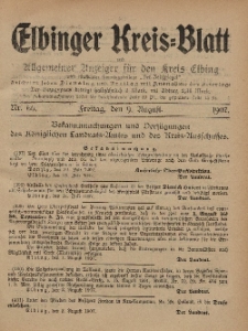 Kreis-Blatt des Königlich Preußischen Landraths-Amtes zu Elbing, Nr. 66 Freitag 9 August 1907