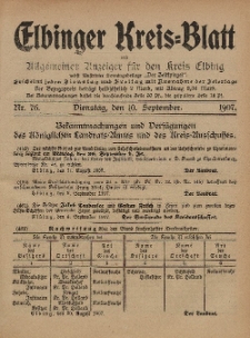 Kreis-Blatt des Königlich Preußischen Landraths-Amtes zu Elbing, Nr. 76 Dienstag 10 September 1907