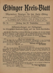Kreis-Blatt des Königlich Preußischen Landraths-Amtes zu Elbing, Nr. 78 Freitag 20 September 1907