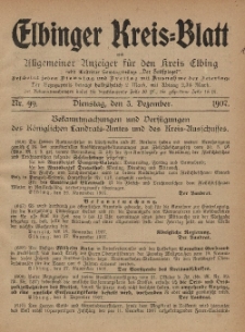 Kreis-Blatt des Königlich Preußischen Landraths-Amtes zu Elbing, Nr. 99 Dienstag 3 November 1907