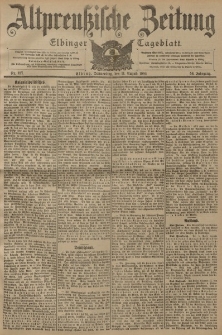 Altpreussische Zeitung, Nr. 187 Donnerstag 11 August 1904, 56. Jahrgang