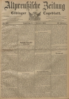Altpreussische Zeitung, Nr. 205 Donnerstag 1 September 1904, 56. Jahrgang