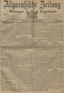 Altpreussische Zeitung, Nr. 210 Mittwoch 7 September 1904, 56. Jahrgang