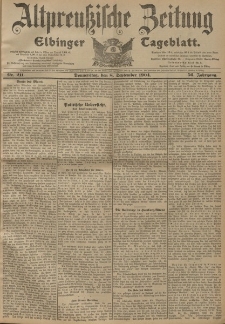 Altpreussische Zeitung, Nr. 211 Donnerstag 8 September 1904, 56. Jahrgang