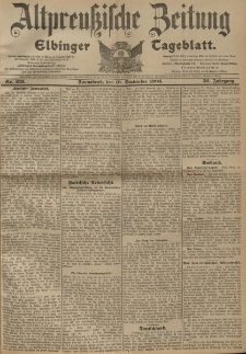 Altpreussische Zeitung, Nr. 213 Sonnabend 10 September 1904, 56. Jahrgang