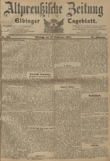 Altpreussische Zeitung, Nr. 215 Dienstag 13 September 1904, 56. Jahrgang