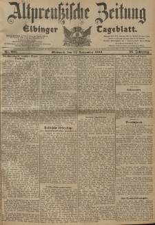 Altpreussische Zeitung, Nr. 216 Mittwoch 14 September 1904, 56. Jahrgang