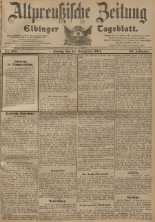 Altpreussische Zeitung, Nr. 218 Freitag 16 September 1904, 56. Jahrgang