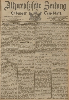 Altpreussische Zeitung, Nr. 220 Sonntag 18 September 1904, 56. Jahrgang