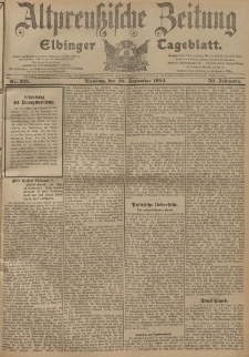 Altpreussische Zeitung, Nr. 221 Dienstag 20 September 1904, 56. Jahrgang