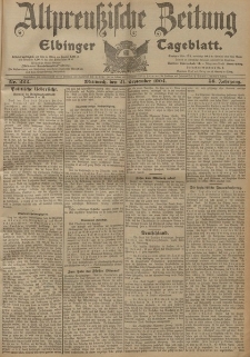 Altpreussische Zeitung, Nr. 222 Mittwoch 21 September 1904, 56. Jahrgang