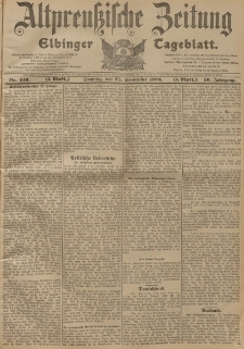 Altpreussische Zeitung, Nr. 226 Sonntag 25 September 1904, 56. Jahrgang
