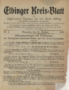 Kreis-Blatt des Königlich Preußischen Landraths-Amtes zu Elbing, Nr. 3 Dienstag 10 Januar 1905