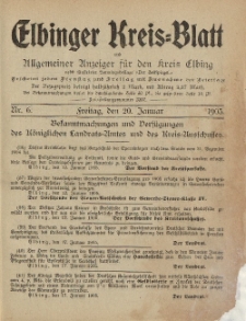 Kreis-Blatt des Königlich Preußischen Landraths-Amtes zu Elbing, Nr. 6 Freitag 20 Januar 1905