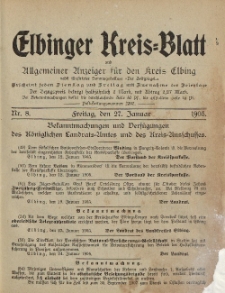 Kreis-Blatt des Königlich Preußischen Landraths-Amtes zu Elbing, Nr. 8 Freitag 27 Januar 1905