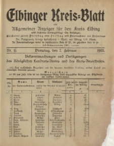 Kreis-Blatt des Königlich Preußischen Landraths-Amtes zu Elbing, Nr. 11 Dienstag 7 Februar 1905