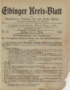 Kreis-Blatt des Königlich Preußischen Landraths-Amtes zu Elbing, Nr. 22 Freitag 17 März 1905