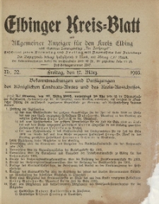 Kreis-Blatt des Königlich Preußischen Landraths-Amtes zu Elbing, Nr. 22 Freitag 17 März 1905
