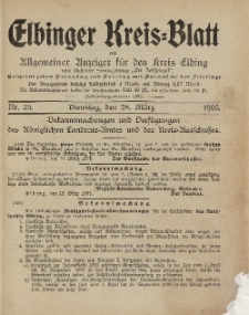 Kreis-Blatt des Königlich Preußischen Landraths-Amtes zu Elbing, Nr. 25 Dienstag 28 März 1905
