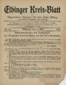 Kreis-Blatt des Königlich Preußischen Landraths-Amtes zu Elbing, Nr. 35 Mittwoch 3 Mai 1905