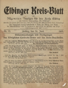 Kreis-Blatt des Königlich Preußischen Landraths-Amtes zu Elbing, Nr. 52 Freitag 30 Juni 1905