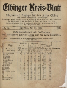 Kreis-Blatt des Königlich Preußischen Landraths-Amtes zu Elbing, Nr. 57 Dienstag 18 Juli 1905