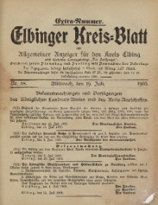 Kreis-Blatt des Königlich Preußischen Landraths-Amtes zu Elbing, Nr. 58 Mittwoch 19 Juli 1905