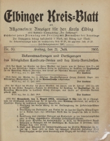 Kreis-Blatt des Königlich Preußischen Landraths-Amtes zu Elbing, Nr. 59 Freitag 21 Juli 1905