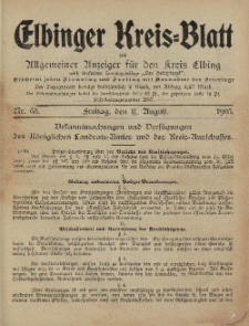 Kreis-Blatt des Königlich Preußischen Landraths-Amtes zu Elbing, Nr. 65 Freitag 11 August 1905