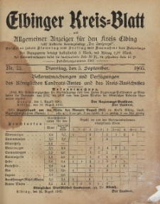 Kreis-Blatt des Königlich Preußischen Landraths-Amtes zu Elbing, Nr. 73 Dienstag 5 September 1905
