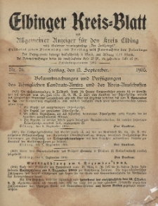Kreis-Blatt des Königlich Preußischen Landraths-Amtes zu Elbing, Nr. 76 Freitag 15 September 1905