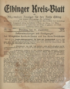 Kreis-Blatt des Königlich Preußischen Landraths-Amtes zu Elbing, Nr. 79 Dienstag 26 September 1905