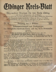 Kreis-Blatt des Königlich Preußischen Landraths-Amtes zu Elbing, Nr. 81 Dienstag 3 Oktober 1905