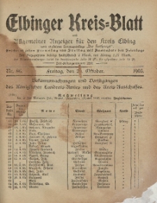 Kreis-Blatt des Königlich Preußischen Landraths-Amtes zu Elbing, Nr. 86 Freitag 20 Oktober 1905